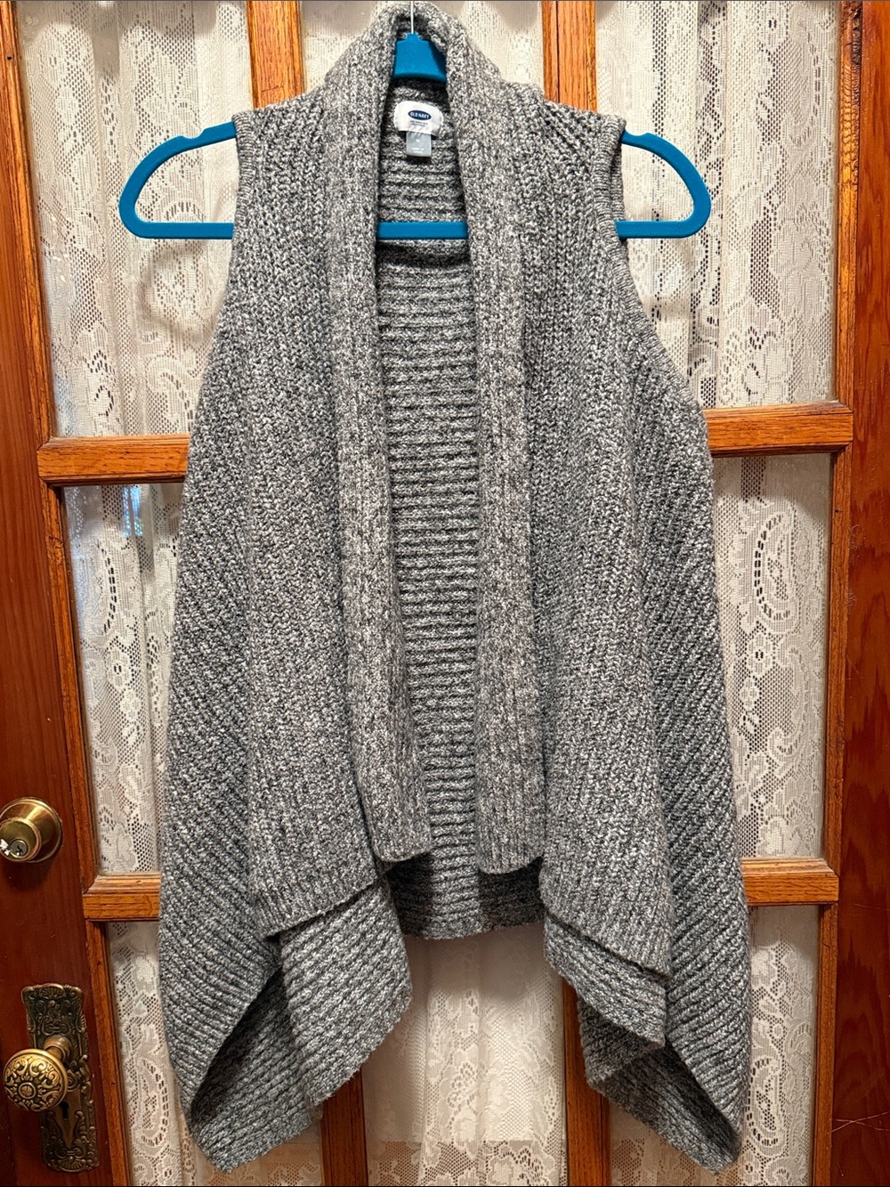 Old Navy Gray Open-Front Knit Women's Vest Cardigan